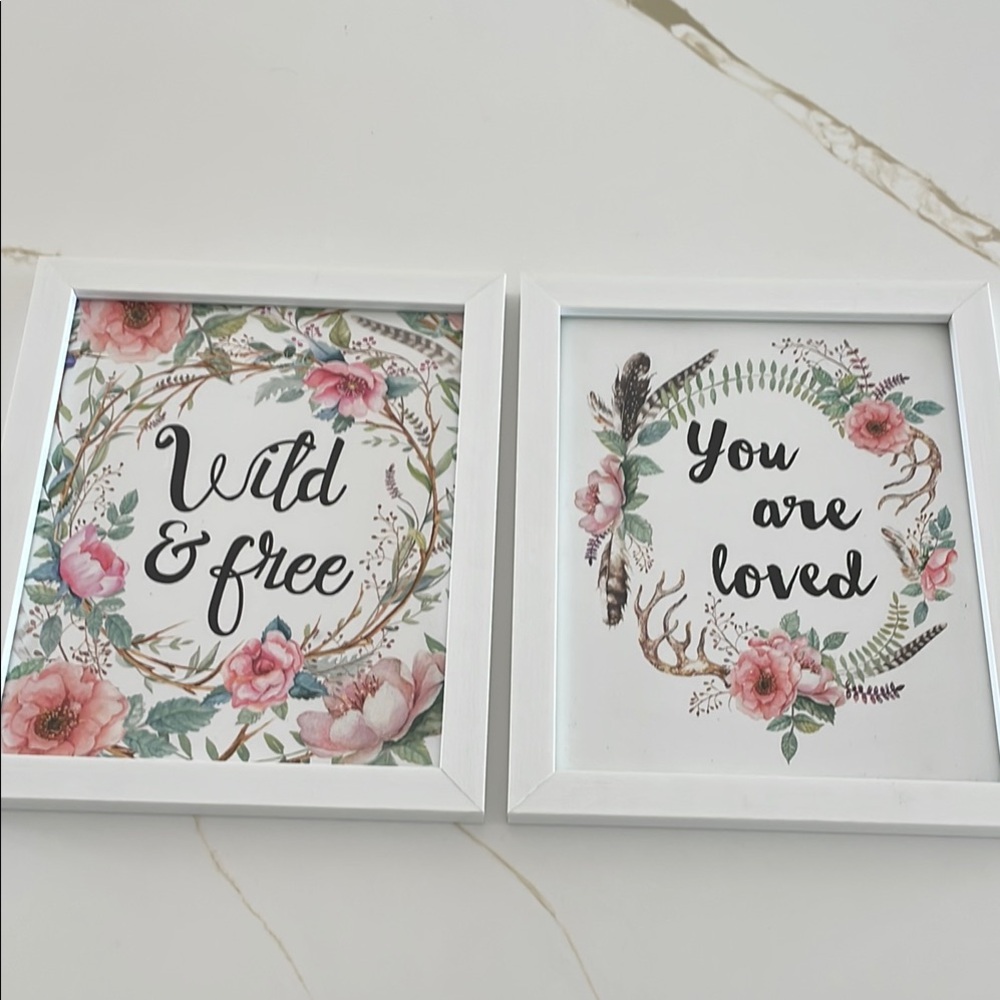 Floral Wall Art Set - White Frames